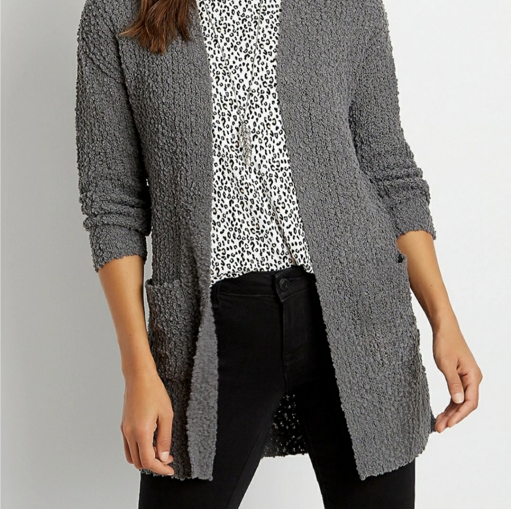 Solid Open Front Pocket Cardigan - image 2